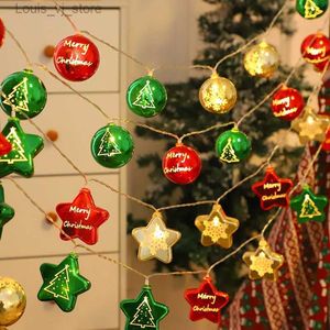 LED Strings Christmas Decorations String Lights Battery Powered Ball Star Fairy Lighting DIY Xmas Tree Decors Hanging Pendants YQ240401