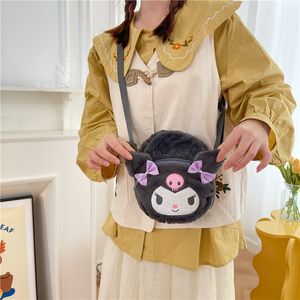 Söt plysch kuromi handväska flickor gåvor tecknad cinnamoroll ryggsäck min melodi plysch grejer leksaker kawaii flickor crossbody lagring väska 244