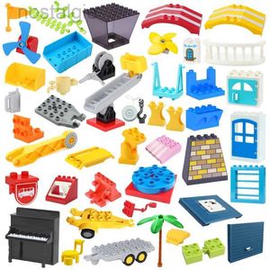 Blocks Big Building Block Accessories Compatible Duplos Houses Villas Construction Gear Rotate Connection Children Assembly Parts Toys 240401