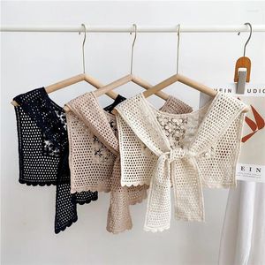 Sciarpe Solido Crochet Hollow Scialli di pizzo Camicie Camicetta Decorazione del vestito Sciarpa Colletti staccabili Scialle per le donne Ragazze