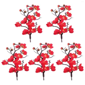 Decorative Flowers 5pcs Plum Blossom Artificial Simulation Branches Long Stem Flower Bouquets Table Decoration Accessories For Home