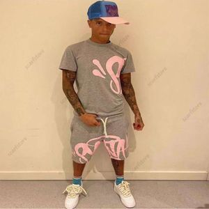 SynaWord High Street Fashion Hip Hop Set Mens 2023 Fashion T-shirt Printed Syna Shorts