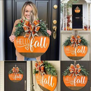 Decorative Flowers 1pc Thanksgiving Front Door Decoration Wreath Thing One Two Decorations