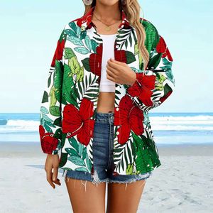 2024 Cross Border Damen Langarmshirt Polyester Frühjahr/Sommer Damenshirt Bedruckt Amazon Independent Station Hot Selling Top