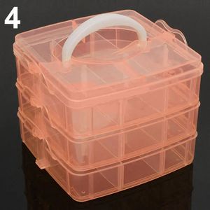 3 Layers Jewelry Suitcase Carrying Case 18 Compartments Clear Storage Box Container Bead Organizer 240318