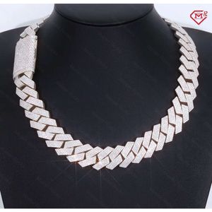 Luxury Hip Hop Cuban Chain 16mm 4 rader Tjockt halsband 925 Sterling Silver Moissanite Cuban Link Chain