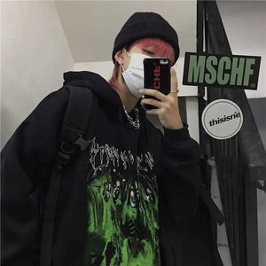 Women's Hoodies Sweatshirts S-5XL Korean Ulzzang Ins Dark Demon HoodedSweatshirt Streetwear Women Hoodie Letteravtryck Överdimensionerad Harajuku Hip Hop Women Hoodie 240401