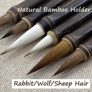 Purple Bamboo Writing Brush Wolf Rabbit Mixed Hair Pens Calligraphy Chinese Traditional Calligraphy Painting Supplies Boutique 240318