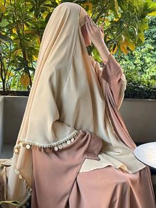 Eid Ramadan Party Long Khimar Women paljetter Tassel Muslim Hijab Khimars Hijabs Headscarf sjal Djellaba niqab bönplagg 240327