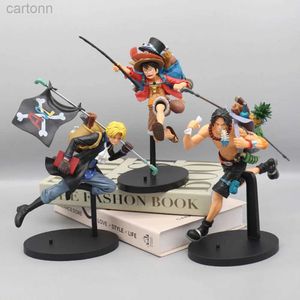 Anime Manga 18cm Anime One Piece Figure Running Sabo Backpack Portgas D Ace Monkey D Luffy Action Figure Collection Model Ornaments Toy Gift 240401