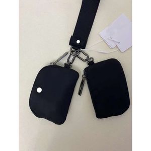 New Lu Metal Dual Pouch Pochette Double Wristlet Strap Waterproof Mini Yoga Bag Detachable Key Chain