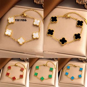 Gold Plated Classic Fashion Charm Bracelet Four-leaf Clover Designer Jewelry Elegant Mother-of-pearl Bracelets for Women and Men High Quality 499