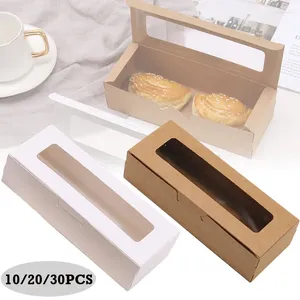 Envoltório de presente 10/20/30pcs Caixas retangulares com janela transparente Doces Sobremesa Bolo Biscoitos Pakaging Box Aniversário Favores de Festa de Casamento