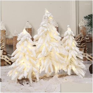 Fiori decorativi ghirlandes artificiale albero di Natale pino bianco affioramento nordico 2023 anni decorazione finestra desktop bancone bar ret dhosb