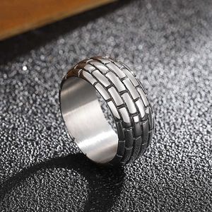 Personalized design wide face fashion street snap ring blackened punk style mens titanium steel square ring accessories