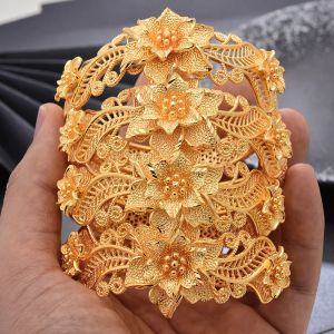 Armreifen 4 Teile/satz Frankreich Banlges Für Frauen 24K Gold Farbe Armbänder Armreifen Dubai Afrikanische Hochzeit Blumen Braut bijoux africaine Armreifen