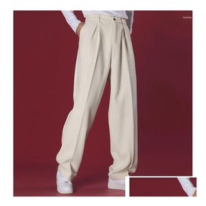 Mens Pants Autumn Loose Straight Leg Suits Casual Versatile Long Clothing Y2K Streetwear Cargo Man Drop Delivery Apparel Otvur