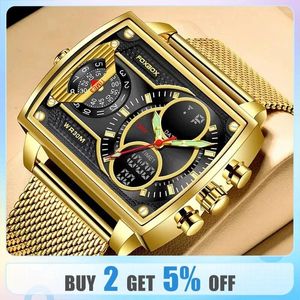 Armbanduhren Sport Wasserdichte Armbanduhr Gold Quarz Led Uhr Männer Männliche Militärische Doppelanzeige Digitale Uhren Relogio Masculino