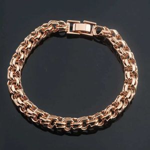 Kette 1 Stück 8 mm großer Block Herren 585 Gold Doppel Rolo lockiges gewebtes Armband Halskette Schmuck Länge Q240401