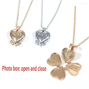 Pendant Necklaces Diy Jewelry Vintage Heart Shaped 4-layer Po Locket Necklace Statement Corrente Masculina Wedding Anniversary