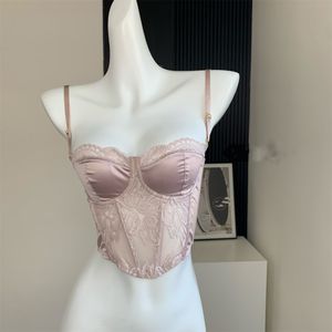 디자이너 Top Bralette 여성 레이스 민소매 탱크 탱크 탑 매운 소녀 레이스 서스펜더 탑 뼈 슬림 핏 브라 라이닝