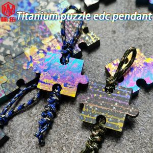 Paracord 1PC EDC Coltello Perline Paracord Perline TC4 Lega di titanio Puzzle Foto Sfondo Bordo Multifunzione Cordino Pendenti