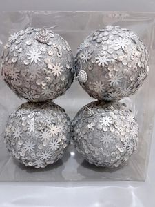 Christmas Decorations 10cm Silver Ball Pendant Tree Display Window Scene Layout