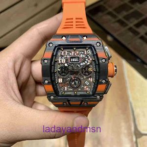 Richar Milles Wrist Mechanical New Watches Chronograph RM11-03 Luxury Mens Business Leisure Automatic Machine Orange Carbon Fiber Tape Designer高品質PYJ