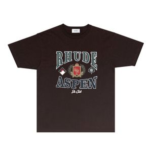 新しいRhude Summer Tshirt Mens DesignerTシャツレディース通気性服RH088サンセットスノープリント短袖TシャツサイズS-XXL