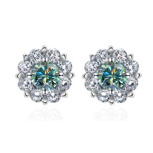 Luxury Mossanite Jewelry Classic 925 Sterling Silver 0.5ct White Blue Green VVS Moissanite Diamond Stud Earrings For Men Women