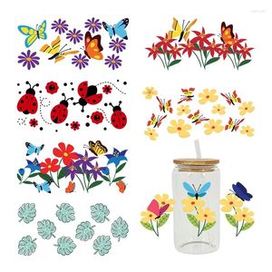 Window Stickers UV DTF Butterfly Transfer Happy Juice Printed Sticker For The 16oz Libbey Glasses Wraps Bottles D5076