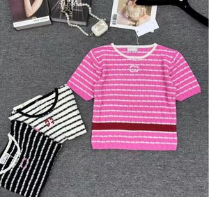 디자이너 여성 니트 티 테스 고급 여성 티셔츠 느슨한 오버 사이즈 스웨터 짧은 슬리브 풀오버 탑
