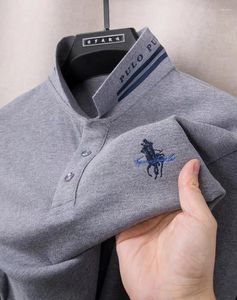 Men's Polos Luxury Fashion Embroidered Polo Shirt Cotton Mens Long Sleeved Brand Spring And Autumn Comfortable Breathable Casual T-shirt