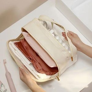 Borse portaoggetti Borsa semplice per separazione asciutta e bagnata Borsa per trucco cosmetica femminile a doppio strato Borsa da viaggio per nuotata Organizzatore portatile per rossetti