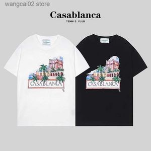 メンズTシャツ260G高品質のCASA新しいピュアコットンTシャツ24SS男性トロピカルエレメントブランドアートデジタル印刷TシャツT240401