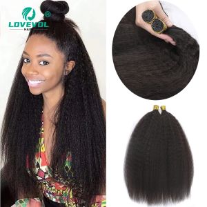 Extensions Kinky Straight I Tip Hair Extensions Remy Mongolian Hair For Women Brown Blonde Natural Black ITip Microlinks Hair For Salon