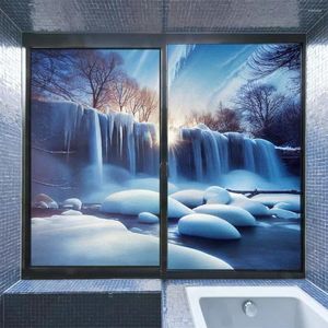Janela adesivos privacidade filme neve cenário padrão fosco pvc anti-uv proteção estática adere vidro para casa porta do banheiro