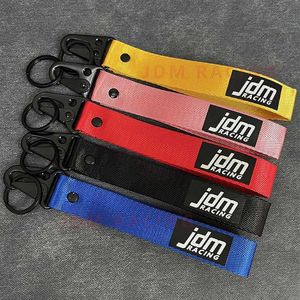 Keychains Lanyards Popular car key tags with keychain badges nylon webbing blue keychain steel spring clip hanging rope accessories J240330