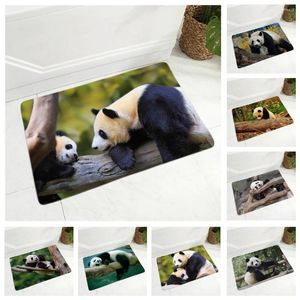 Carpets Super Soft Flannel Cute China Panda Doormat Non-Slip 40x60cm Rug Dining Hall Decor Animal Floor Door Mat For Children Room