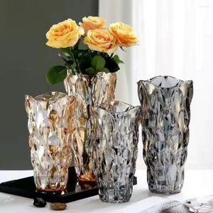 Vasos de cristal vaso de vidro sala de estar quarto ornamentos criativos arranjo de flores alto luxo decoração de casa