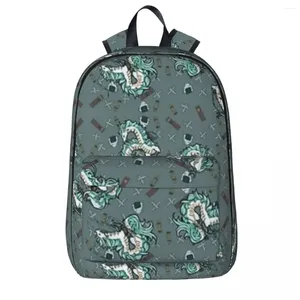 Рюкзак с узором Хаку, женские рюкзаки для мальчиков и девочек, сумка для книг, повседневные детские школьные сумки, портативный дорожный рюкзак, сумка на плечо