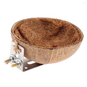 Andra fågelförsörjningar Coconut Shell House för en Hamster Cage Toy Pet Parrot Toys Accessories