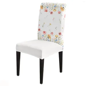 Chair Covers Spring Watercolor Flower Leaves Cover For Kitchen Seat Dining Stretch Slipcovers Banquet El Home