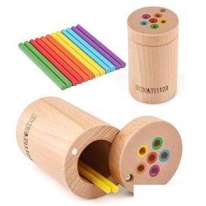 Intelligens leksaker småbarn montessori för 1 2 3 år gammal färg matchande finmotoriska färdigheter sensoriska trä utbildningsstick brädspel 2 dhohx