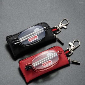 Солнцезащитные очки, красный, анти-синий светильник, антирадиационная смола 1,0–4,0, складные очки для чтения, брелок для ключей, женские с сумкой для хранения