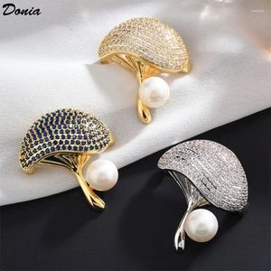 Brooches Donia Jewelry Copper Inlaid Zircon Mushroom Brooch Ladies Upscale Coat Accessories Pin Joker Clothing