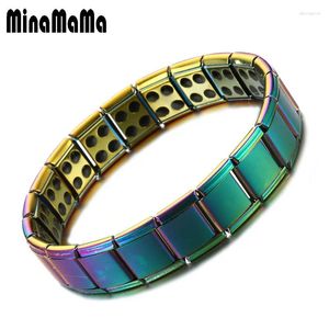 Charm Bracelets Stainless Steel Elastic Link Chain Energy Tourmaline For Women Balance Healthy Care Magnetic Jewelry