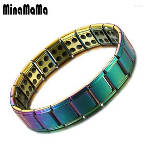 Braccialetti con ciondoli Catena a maglie elastiche in acciaio inossidabile Tormalina energetica per le donne Equilibrio Gioielli magnetici per la cura sana