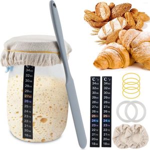 Storage Bottles Sourdough Starter Jar Lid With Time Scale Vent Hole 1000ml Crock Wide Mouth Glass