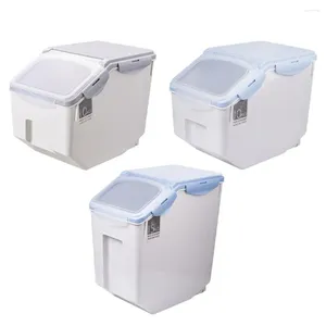 Storage Bottles Kitchen Rice Bucket Locking Lid Grain Container Store Visual Utensils